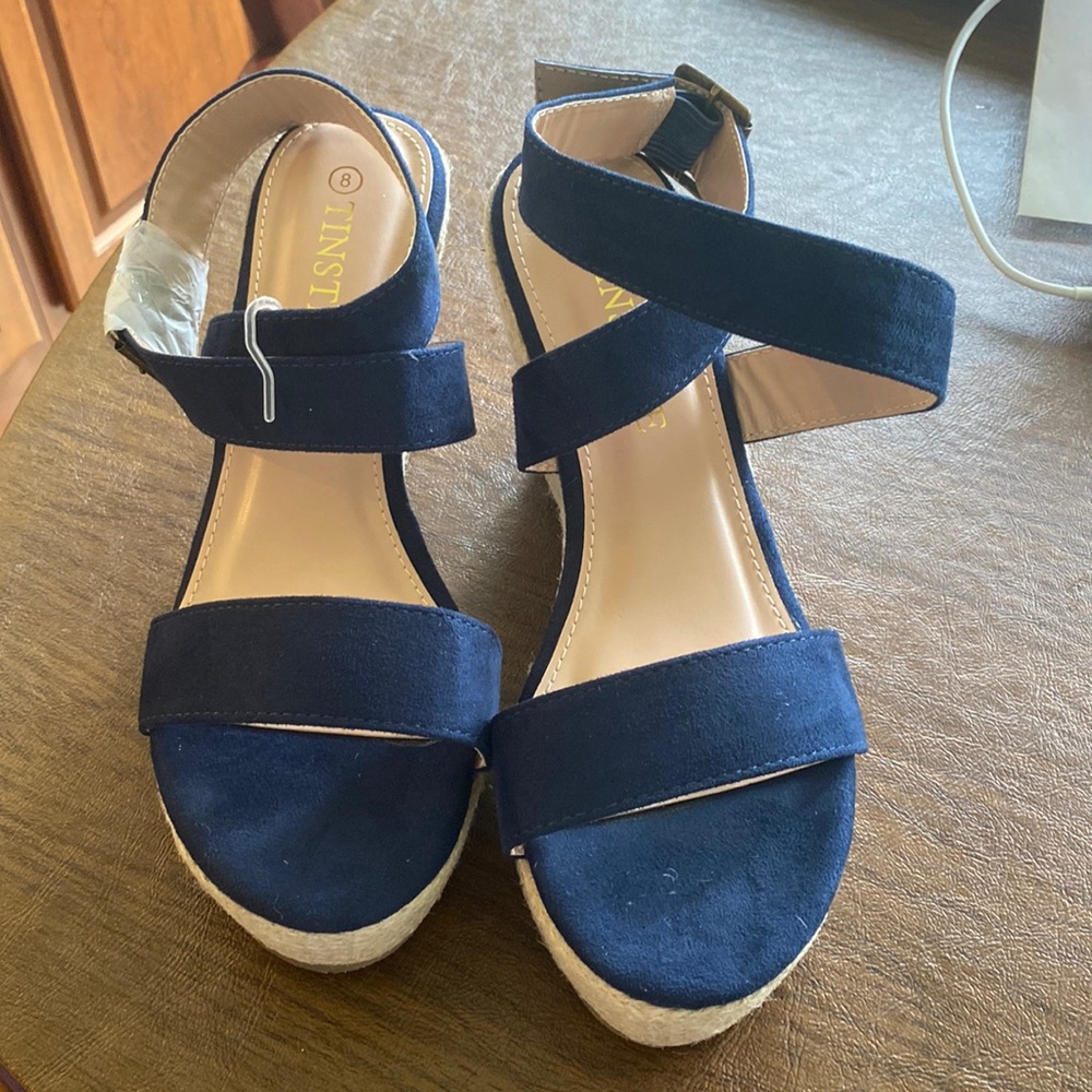 Navy Blue Wedge Sandel Size 8